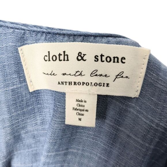 Anthropologie CLOTH & STONE Chambray Tencel Tie Back Bell Sleeve Dress M - Picture 5 of 9